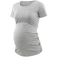 thumbnail image 1 of gakvbuo Maternity Shirts For Women Women's Maternity Wear Round Neck Side Button And Pleated Top Maternity Short Sleeve T-shirt, 1 of 5