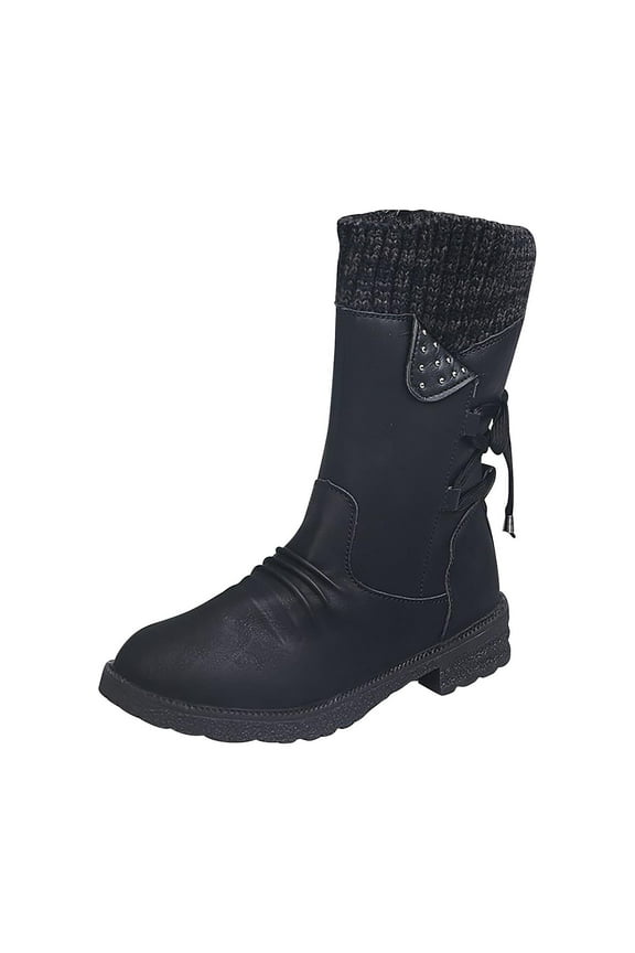 Mid-Calf Boots For Women Low HeelWomen Fashion Shoes Retro Western Boots Casual Warm Low Heels Mid-calf Boots