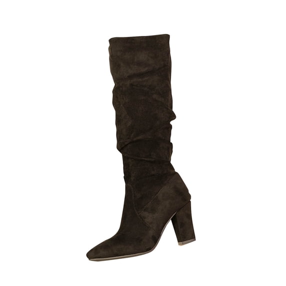 gakvbuo Mid-Calf Boots For Women Women's High-Heels Mid Calf Boots Middle Tube Boot Comfortable Casual Shoes