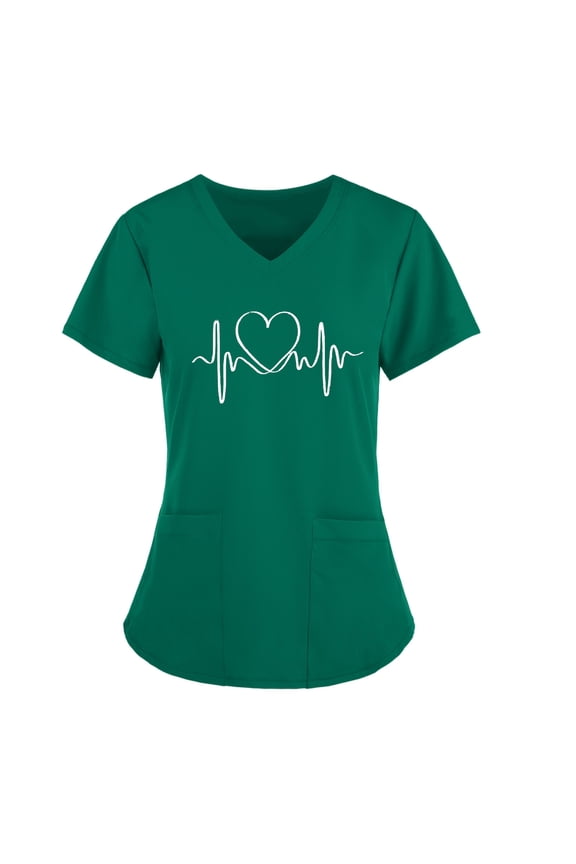 Nursing Uniform for Womens Scrubs Tops Color Casual Working Uniform with Pocket V-Neck Work Utility & Safety Tops Nursing Worker Protective Clothing Top