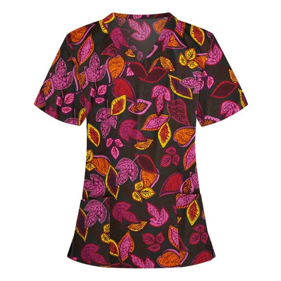 gakvbuo Nursing Uniform for Womens Scrubs Tops Color Casual Working Uniform with Pocket V-Neck Work Utility & Safety Tops Nursing Worker Protective Clothing Top