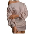 thumbnail image 1 of gakvbuo Off Shoulder Sweater Dress For Women Fall Fashion 2023 Oversized Knit Dress Chunky Pullover Jumper Long Sleeve Crewneck Sexy Loose Pullover Knit Sweater Tops, 1 of 5