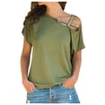 thumbnail image 1 of gakvbuo Off Shoulder Tops For Womens Summer Tops Short Sleeve Sexy Strappy Cold Shoulder Tops Irregularity Cute Tunic Blouse Basictees Tops Shirts, 1 of 1
