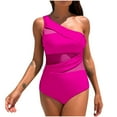 thumbnail image 1 of gakvbuo One Piece Monokini Swimsuit Women Bikini Bathing Swimwear Women's Color Matching One-shoulder Skirt Swimsuit, 1 of 3