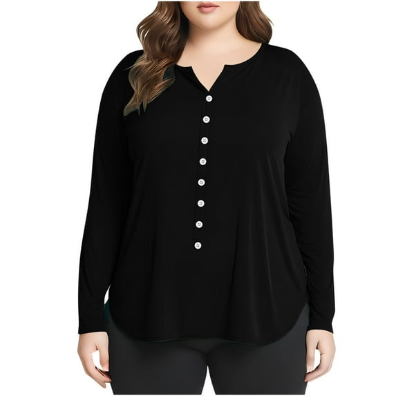 gakvbuo Plus Size Button Down Shirts for Women Women Women's Plus Size Long Sleeved Solid Color Bottom Pocket Button Cardigan Casual Top Short Sleeve Blouse