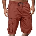 thumbnail image 1 of gakvbuo Plus Size Cargo Shorts for Men's Solid Color Drawstring Straight Wide-Leg Bermuda Short with Pocket Gym Athletic Workout Shorts Hiking Shorts, 1 of 8