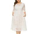 thumbnail image 1 of gakvbuo Plus Size Dresses For Curvy Women Wedding Guest Fall Dresses For Women 2023 Women's Large Size Hollow Lace Pocket Dress Evening Dress Long Skirt, 1 of 4