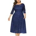 thumbnail image 1 of gakvbuo Plus Size Dresses For Curvy Women Wedding Guest Fall Dresses For Women 2023 Women's Large Size Hollow Lace Pocket Dress Evening Dress Long Skirt, 1 of 4