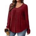 thumbnail image 1 of gakvbuo Plus Size Fall Sweaters for Women Long Sleeve V Neck Loose Blouse Tops Ribbed Knitted Sweaters Tunic Pullover Sweater, 1 of 9