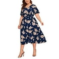 thumbnail image 1 of gakvbuo Plus Size Maxi Dress For Women Boho Floral Fashion Women Summer Casual Short Sleeve V Neck Printing Dress, 1 of 9