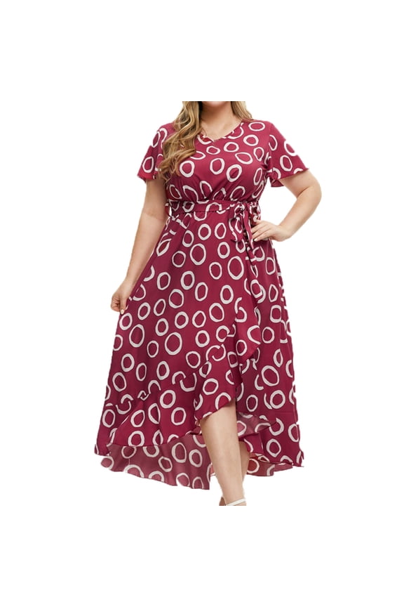 Plus Size Maxi Dress For Women Boho Floral Women's Fashion Large Size V-neck Ventilate Sexuality Float Dress