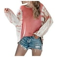 thumbnail image 1 of gakvbuo Plus Size Pullover Sweaters For Women Long Sleeve Sweatshirts Fall Tunic Tops 2020 Women's New Tie-dye Round neck Long Sleeve Top Casual Blouse, 1 of 9