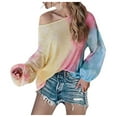 thumbnail image 1 of gakvbuo Plus Size Pullover Sweaters For Women Long Sleeve Sweatshirts Fall Tunic Tops 2020 Women's New Tie-dye Round neck Long Sleeve Top Casual Blouse, 1 of 9