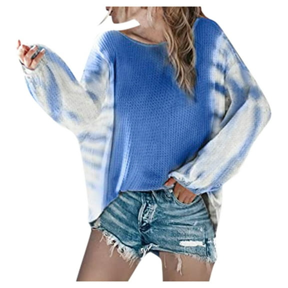 gakvbuo Plus Size Pullover Sweaters For Women Long Sleeve Sweatshirts Fall Tunic Tops 2020 Women's New Tie-dye Round neck Long Sleeve Top Casual Blouse