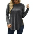 thumbnail image 1 of gakvbuo Plus Size Pullover Sweaters For Women Long Sleeve Sweatshirts Fall Tunic Tops Women Casual Long Sleeve Solid Shirts Lightweight Round Neck Button Down Tunic Tops, 1 of 8