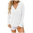 thumbnail image 1 of gakvbuo Plus Size Pullover Sweaters For Women Long Sleeve Sweatshirts Fall Tunic Tops Women Casual Turndown Collar Long Sleeve Loose T-Shirt Autumn Blouse Pullover Tops, 1 of 8