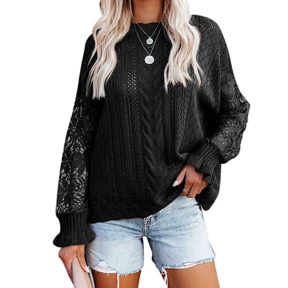 gakvbuo Plus Size Pullover Sweaters For Women Long Sleeve Sweatshirts Fall Tunic Tops Women's Casual Long Sleeve O-Neck Solid Ladies Knitted Sweater Tops