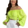 thumbnail image 1 of gakvbuo Plus Size Pullover Sweaters For Women Long Sleeve Sweatshirts Fall Tunic Tops Women's Casual Sexy Summer T-neck Puff Sleeve Solid Color Shirt Top Blouse, 1 of 9