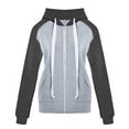 thumbnail image 1 of gakvbuo Plus Size Pullover Sweaters For Women Long Sleeve Sweatshirts Fall Tunic Tops Women's Solid Splicing Loose Long Sleeve Tops Casual Hooded Sweatshirt, 1 of 3