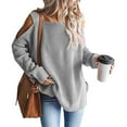 thumbnail image 1 of gakvbuo Plus Size Pullover Sweaters For Women Long Sleeve Sweatshirts Fall Tunic Tops Sexy Women's Casual Long Sleeve Solid Ladies Knitted Sweater Tops, 1 of 5