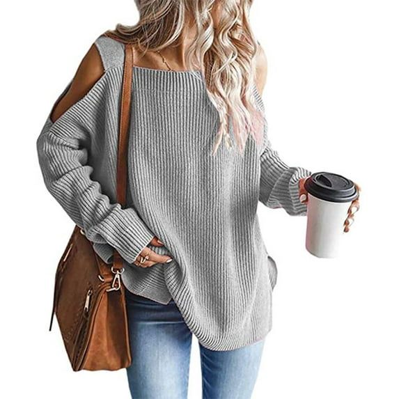 gakvbuo Plus Size Pullover Sweaters For Women Long Sleeve Sweatshirts Fall Tunic Tops Sexy Women's Casual Long Sleeve Solid Ladies Knitted Sweater Tops