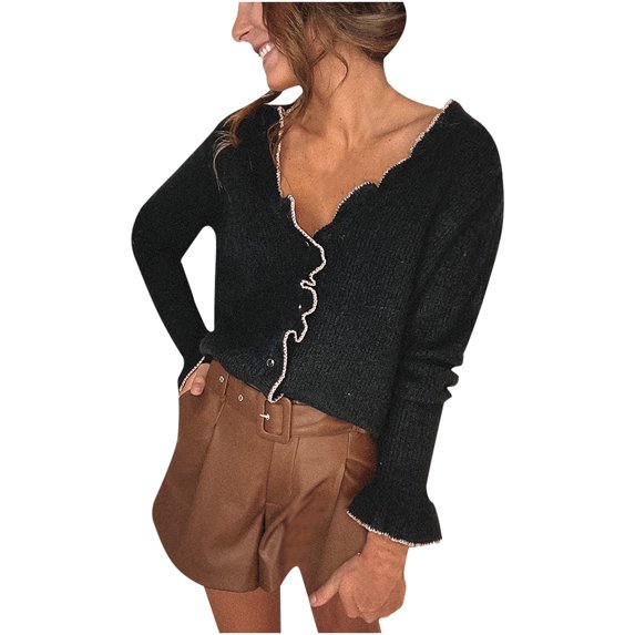 gakvbuo Plus Size Pullover Sweaters For Women Long Sleeve Sweatshirts Fall Tunic Tops Women's Casual Long Sleeve V-Neck Solid Ladies Knitted Sweater Tops