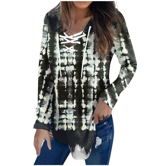 gakvbuo Plus Size Pullover Sweaters For Women Long Sleeve Sweatshirts Fall Tunic Tops Women's Printed Loose T-shirt Long Sleeves Blouse V-Neck Casual Tops