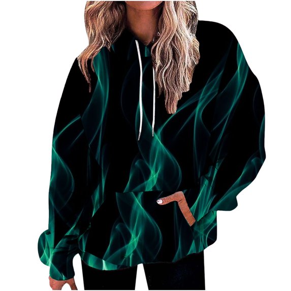 gakvbuo Plus Size Pullover Sweaters For Women Long Sleeve Sweatshirts Fall Tunic Tops Women's Printed Pocket Long Sleeve Blouse Casual Tops Sweatershirt Hoodies