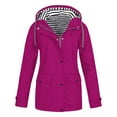 thumbnail image 1 of gakvbuo Plus Size Rain Jacket for women Spring Winter Warm Coat Casaul Drawstring Outdoor Hooded Raincoat Windproof Tops Zipper Hooded Jackets Rain Coat With Pocket,Size S-5XL, 1 of 5