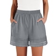 thumbnail image 1 of gakvbuo Plus Size Summer Linen Shorts for Women's Solid Color Paperbag Shorts with Pocket Outwear Jogging Walkshort, 1 of 8