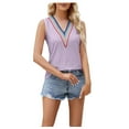 thumbnail image 1 of gakvbuo Plus Size Summer Tank Tops For Women 2023 Trendy Fashion Women's Summer V-Neck Lace Patchwork Sleeveless Sexy Top Blouse, 1 of 7