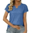 thumbnail image 1 of gakvbuo Plus Size Summer Tops For Women 2023 Trendy Women Loose Casual Short Sleeve V-Neck Solid Casual Blouse T-shirt Tunic Tops, 1 of 9