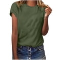 thumbnail image 1 of gakvbuo Plus Size Summer Tops For Women 2023 Trendy Women Summer Crewneck Solid Color T-shirts Fashion Comfortable Female Blouses Tops, 1 of 8