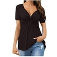 thumbnail image 1 of gakvbuo Plus Size Summer Tops For Women 2023 Trendy Women's Casual V-neck Bow Sexy Short-sleeved T-shirt Top, 1 of 6