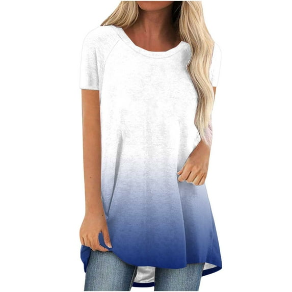 gakvbuo Plus Size Summer Tops For Women 2023 Trendy Women's Fashion Summer Round Neck Leisure Short Sleeve Printing Tops