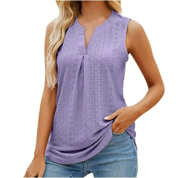 gakvbuo Plus Size Summer Tops For Women Tops Dressy Casual Tunic Tops To Wear With Leggings Women's Solid Color Hole V-neck Slim Vest Female Tops
