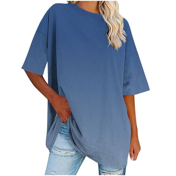 gakvbuo Plus Size Summer Tops For Women Loose Short Sleeve Tunic Blouse Maternity Tops Crewneck Tunic Plus Gym Workout Top Long Tops To Wear With Leggings Party Oversized Tshirts