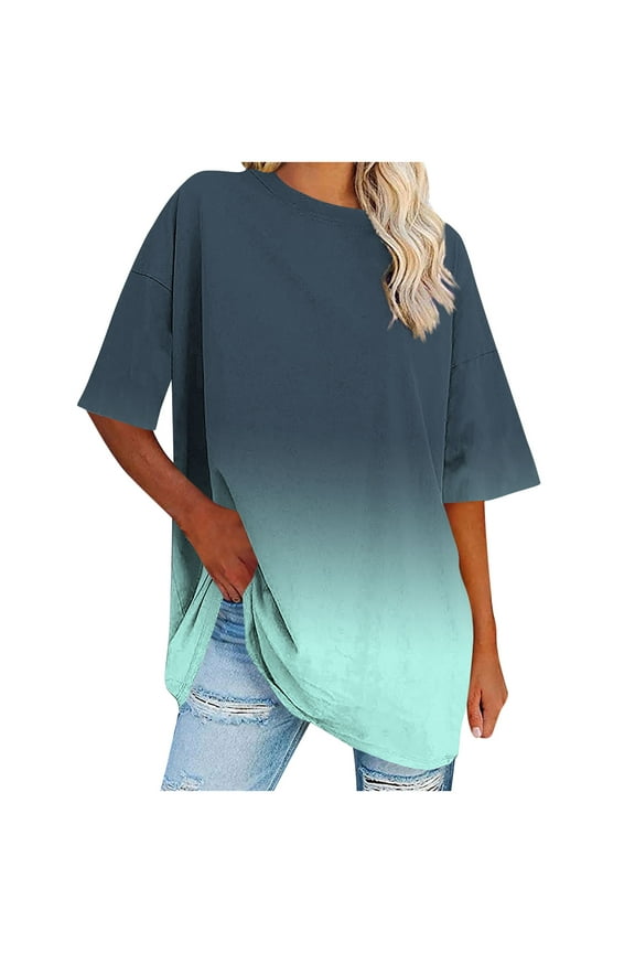 Plus Size Summer Tops For Women Loose Short Sleeve Tunic Blouse Maternity Tops Crewneck Tunic Plus Gym Workout Top Long Tops To Wear With Leggings Party Oversized Tshirts