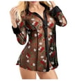 thumbnail image 1 of gakvbuo Plus Size Summer Tops For Women Tops Dressy Casual Tunic Tops To Wear With Leggings New Embroidered Floral Sheer Mesh Shirt Women Sexy Bodydoll Lingerie Tops S-3XL, 1 of 8