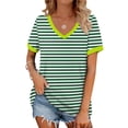 thumbnail image 1 of gakvbuo Plus Size Summer Tops For Women Tops Dressy Casual Tunic Tops To Wear With Leggings Women's Patchwork Short Sleeve Tops V Neck Casual Packets Shirts Loose Blouse, 1 of 5