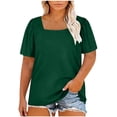 thumbnail image 1 of gakvbuo Plus Size Summer Tops for Womens Plus Solid Color Casual Short Sleeve Square Neckline Tunoc Top T-Shirt, 1 of 6