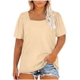 thumbnail image 1 of gakvbuo Plus Size Summer Tops for Womens Plus Solid Color Casual Short Sleeve Square Neckline Tunoc Top T-Shirt, 1 of 6