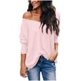thumbnail image 1 of gakvbuo Plus Size Sweater Tunic Tops For Womens Casual V-Neck Off Shoulder Batwing Long Sleeve Jumper Pullover Knit Shirts Sweater Loose Blouses Tops, 1 of 1
