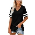 thumbnail image 1 of gakvbuo Plus Size Tunic Tops For Womens Summer Tops 2023 Casual Dressy Women's Splicing V-neck Short-sleeved Loose Striped Solid Color Tops, 1 of 8