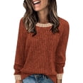 thumbnail image 1 of gakvbuo Pullover Sweater for Women Long Sleeve Shirts Dressy Casual Color Block Crew Neck Lightweight Tunic Blouses Tops Fall Sweaters Outfits, 1 of 8