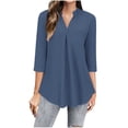 thumbnail image 1 of gakvbuo Pullover Tunic Top With Leggings for Womens Tops Dressy Casual 3/4 Sleeve Blouses Front Pleat V Neck Flowing Hem Office Business Work Shirts, 1 of 6