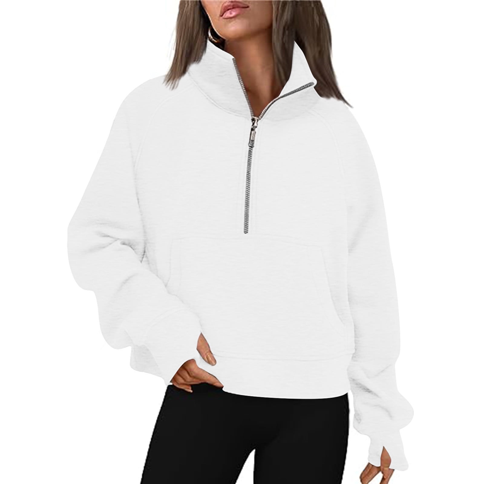 Hanes Women's Quarter Zip Fleece Pullover - Performance Sweatshirt With Thumbholes & Cool DRI - View #2