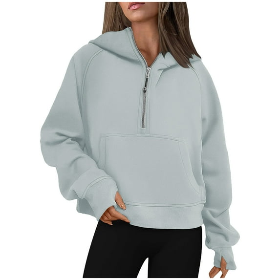 gakvbuo Quarter Zip Up Pullover Sweatshirts for Women Half Zipper Cropped Pullover Hoodies Fleece Winter Clothes 2023 Outfits Stand Collar Sweater Coat fall outfits for women 2024