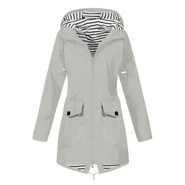 gakvbuo Rain Jackets For Women Waterproof Solid Long Sleeve Lightweight Plus Size Rain coat Zip Up Ski-Wear Outdoor Jackets Coat Hooded Sportswear Mountaineering Windbreaker Drawstring With Pocket