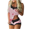 thumbnail image 1 of gakvbuo Valentine'S Day Pajamas Camisole And Shorts for Women Sleepwear Sleeveless Lingerie V-Neck 2 Piece Outfits Pajamas Loungewear Cami Top Shorts Lace Up Nightwear, 1 of 6